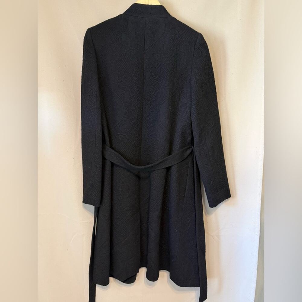 Etcetera Black belted Ruffle collar tie waist Coat size 6 - Picture 4 of 6